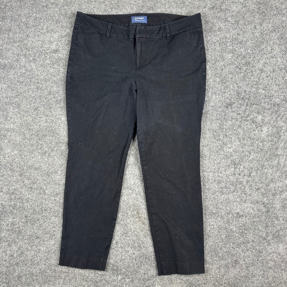 Old Navy Pants Womens Size 14 Black Pixie Mid-Rise Ankle Chino Stretch Casual